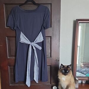 MaxMara Blue Casual Short Sleeve Crew Neck Sundress